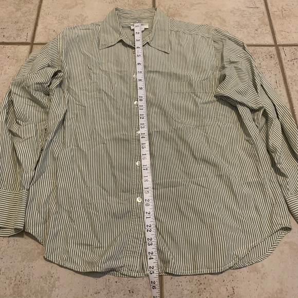 Kathie Lee Vintage 90s 100% Silk Striped Button Down Blouse Size 12 Green/White - Picture 5 of 5